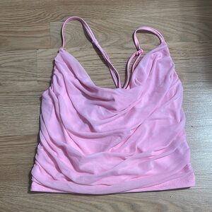 Shein Pink Ruched Cami Crop Top Sleeveless Tank‎ Top Size Large